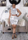 Women Printed Top and Printed Shorts Two-piece Set with Mask