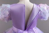 Girls tail puff sleeve holiday party dress princess dress
