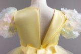 Girls tail puff sleeve holiday party dress princess dress