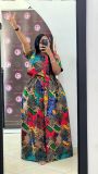 Women Sexy Printed Top and Loose Wide Leg Pants Two-piece Set