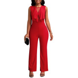 Women Ruffled Sleeveless Jumpsuit
