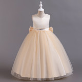 Girls Sleeveless Bow Holiday Party Princess Dress