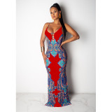 Women Ethnic Print Strap Maxi Dress
