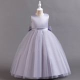 Girls Sleeveless Bow Holiday Party Princess Dress