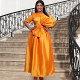 Women Spring Slash Shoulder Off Shoulder Party Bow Dress