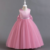 Girls Sleeveless Bow Holiday Party Princess Dress