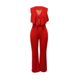 Women Ruffled Sleeveless Jumpsuit