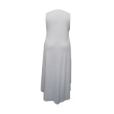 Plus Size Women Sleeveless Sexy Round Neck Casual Dress