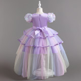 Girls tail puff sleeve holiday party dress princess dress