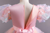 Girls tail puff sleeve holiday party dress princess dress