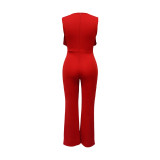 Women Ruffled Sleeveless Jumpsuit