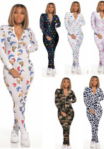 Sexy Women's Print Long Sleeve Tight Fitting Jumpsuit Sexy Women's Print Long Sleeve Tight Fitting Jumpsuit