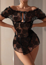 Erotic Lingerie Sexy Floral Lace Off Shoulder See Through Lacemesh Nigtdress Erotic Lingerie Sexy Floral Lace Off Shoulder See Through Lacemesh Nigtdress