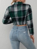 Casual Plaid Short Long-Sleeved Jacket
