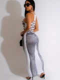Women's Printed Sleeveless Tight Fitting Dress