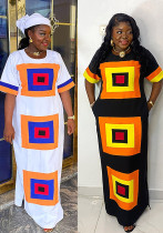 Contrasting Printed Side Slit Loose Long Dress Contrasting Printed Side Slit Loose Long Dress