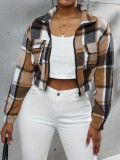 Casual Plaid Short Long-Sleeved Jacket