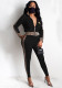 Fashion Casual Women's Zip Long Sleeve Top Pants Two Piece Set