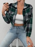 Casual Plaid Short Long-Sleeved Jacket