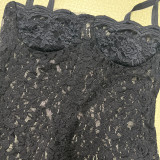 Summer Women's Fashion Strap Sexy See-Through Lace Slim Dress