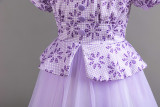 Girls princess dress puff sleeve mesh tutu skirt