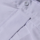 Sexy Solid Color Pocket Patchwork Irregular Loose Single Breasted Shirt