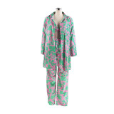 Sexy Women's Printed Long Sleeve Shirt Pants Vest Three-Piece Outfit