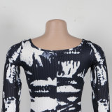 Sexy Printed Back Slit Tight Fitting Bodycon Dress
