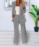 Fashionable Casual Solid Color Blazer Trousers Career Two Piece Suit