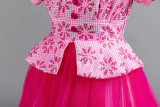 Girls princess dress puff sleeve mesh tutu skirt