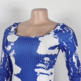 Sexy Printed Back Slit Tight Fitting Bodycon Dress
