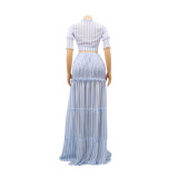 Women striped chiffon print Top and Skirt two-piece set