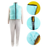 Women's Autumn And Winter Contrast Color Reversible Sleeveless Vest Casual Cotton-Padded Sleeveless Coat