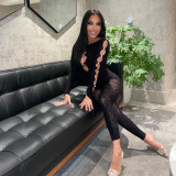 Plus Size Women Leopard Off Shoulder Jumpsuit