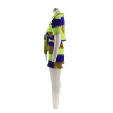Fashion Gradient Multi-Color Print Two-Piece Shorts Set