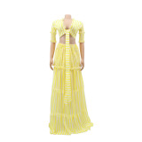 Women striped chiffon print Top and Skirt two-piece set
