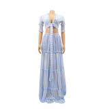 Women striped chiffon print Top and Skirt two-piece set