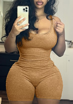 Women Sleeveless Backless Solid Jumpsuit