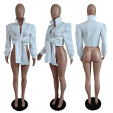 Women's Sexy Lace-Up Padded Shoulder Shirt