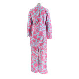 Sexy Women's Printed Long Sleeve Shirt Pants Vest Three-Piece Outfit