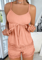 Women Suspenders Top and Shorts Sexy Pajamas Home Wear Two-piece Set Women Suspenders Top and Shorts Sexy Pajamas Home Wear Two-piece Set