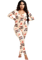 Women Round Neck Long Sleeve Printed Jumpsuit Women Round Neck Long Sleeve Printed Jumpsuit