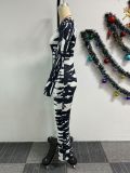 Sexy Printed Back Slit Tight Fitting Bodycon Dress