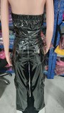 Women's Strapless Low Back Slim Fit Trendy Pocket Jumpsuit