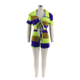Fashion Gradient Multi-Color Print Two-Piece Shorts Set