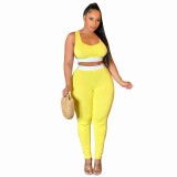 Women summer sexy vest and trousers Patchwork sports two-piece set