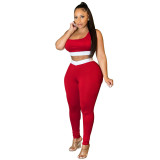 Women summer sexy vest and trousers Patchwork sports two-piece set