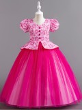 Girls princess dress puff sleeve mesh tutu skirt