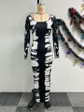 Sexy Printed Back Slit Tight Fitting Bodycon Dress