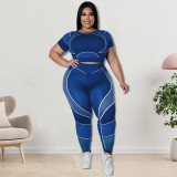 Plus Size Women's Sports Tight Fitting Yoga Two Piece Pants Set